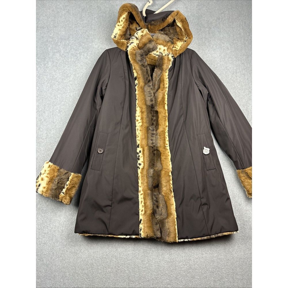 Dennis Basso Reversible Faux Fur Coat Womens XS Penny Lane Mob Wife Overcoat NWT - Picture 8 of 11